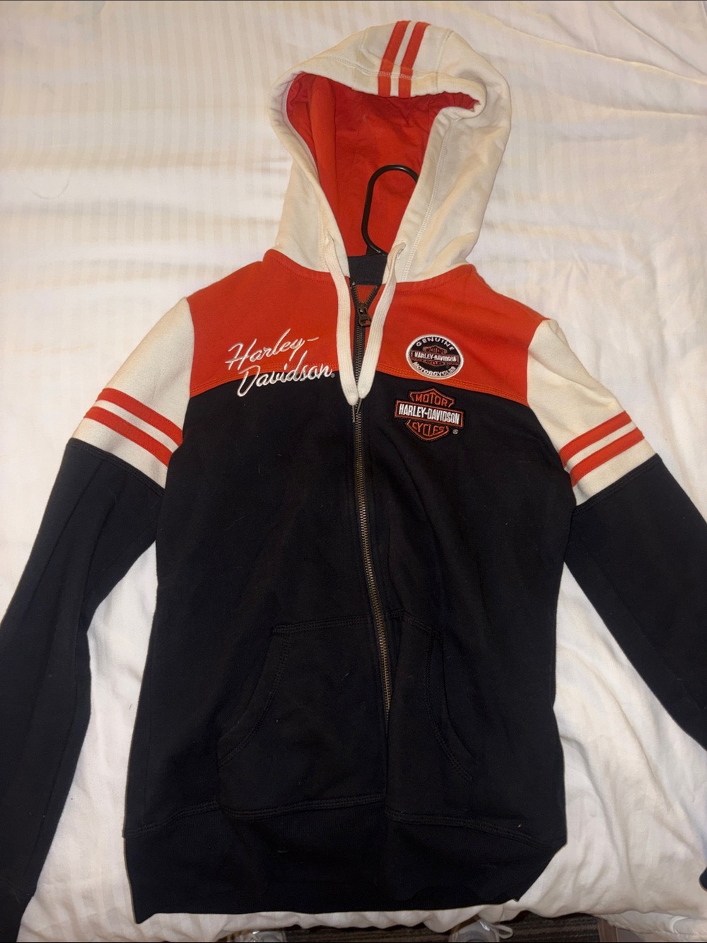 Harley-Davidson Black, Red & White Zip-Up Hoodie